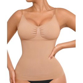 FeelinGirl Tummy Control Shapewear Camisole Tops for Women Compression Tanks Seamless Tank Top Cami Shaper Sand L