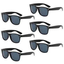 KxrTpx 6 Pack Black Retro Sunglasses for Adults, Unisex, UV Protected, Polarized, Perfect for Daily Use, Parties, Outdoor Activities