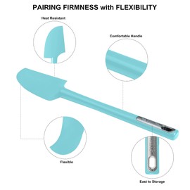 Premium Silicone Spatula Set, JXWING Flexible Heat Resistant Non-slip Handle Baking Cooking Rubber Spatulas, Aqua Sky