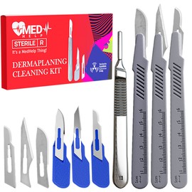 Dermaplaning Kit Professional - Dermaplane Blades for Esthetician, Disposable Surgical Scalpel Blades #10, #11, #15, Scalpel Handle 3, Scalpel Blade Remover