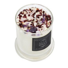 New Moon Beginnings Love Spell Candles - Happiness & Love - Natural Crystal and Herbs - Aromatherapy soy candle - Amethyst, Garnet, Rose Quartz - 6 sizes available! - Style of Jar: Set of 6 Tealights