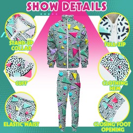 Arssm Retro 80s 90s Outfit Sets for Men Vintage Jacket and Joggers Sweatpants 80s Tracksuit Streetwear(Green-L)