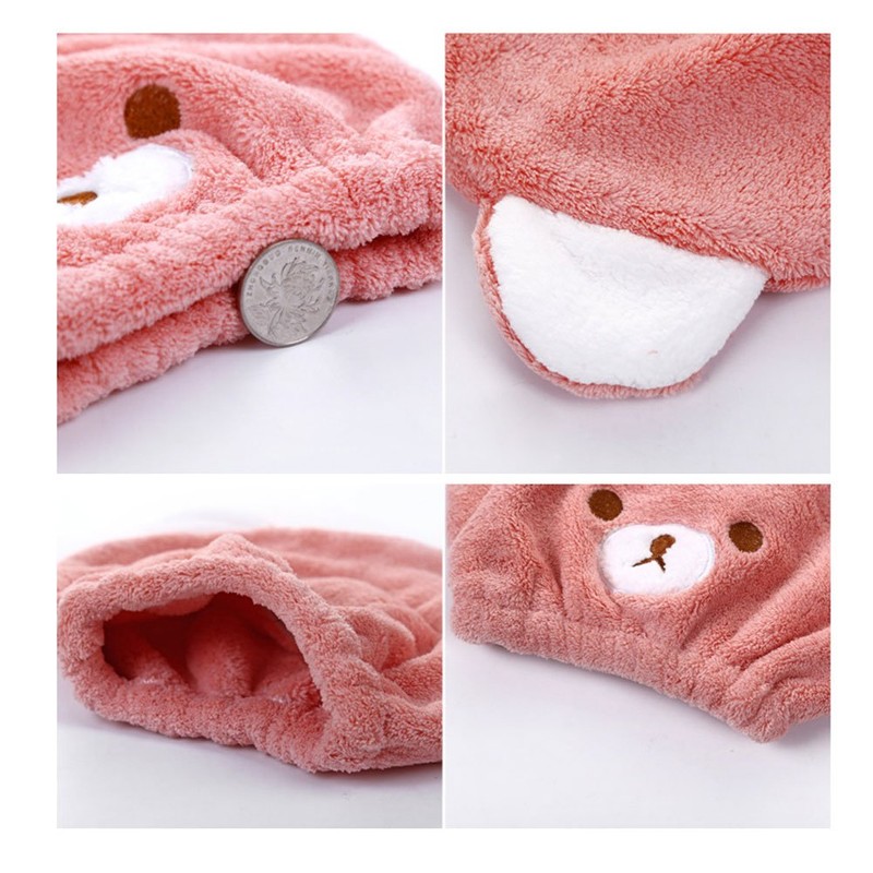 Children's Hair Drying Towel, Towel Cap, Bear Pattern, Hair Cap,