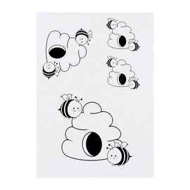 4 x 'Cute Bees & Hive' Temporary Tattoos - Water Resistant, Skin-Safe, Non-Toxic Transfers, Mixed Sizes (TO00083300)
