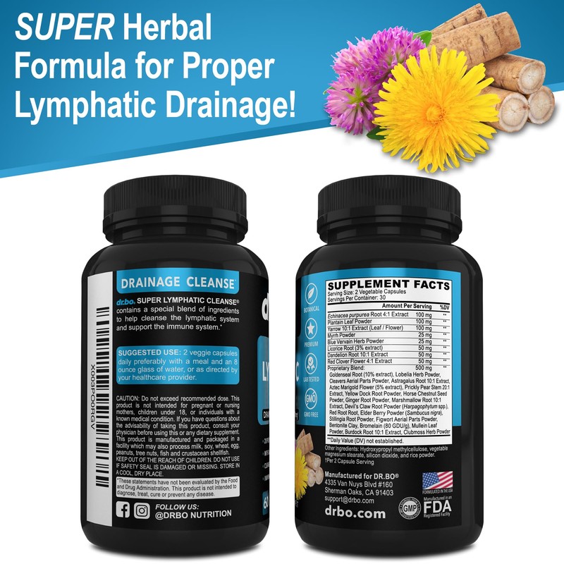 Lymphatic Drainage Supplements Pills - Lymphatic Support Total Herbal Cleanse