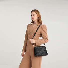 Miss Lulu Crossbody Bag Shoulder Bag for Women Soft Pu Leather Knitting Decoration