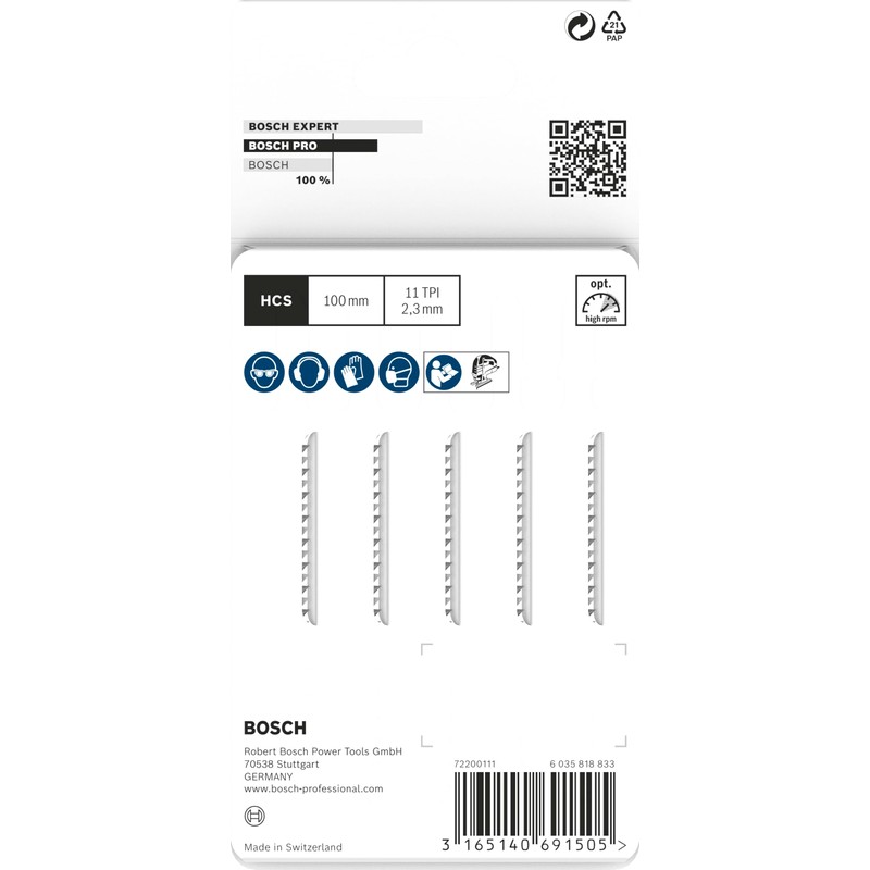 Bosch 5 x PRO Plastics PVC clean T102H Jigsaw Blade