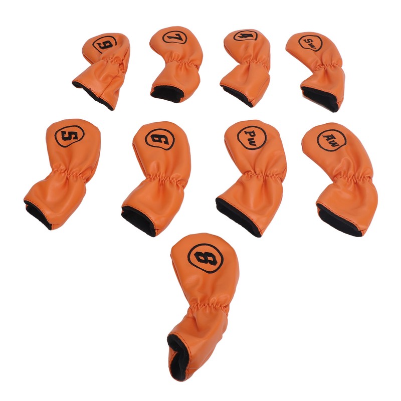 9pcs Golf Club Cover PU Leather Stylish Portable Golf Head