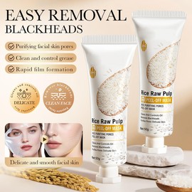 Rice Raw Pulp Peel-Off Mask, Purifying Pores Peel-Off Mask, Deeply Clean & Controls Oil, Removes Blackheads, Purifies Pores Delicate Facial Skin, Hydrolyzed Rice Extract, 1.76 oz.