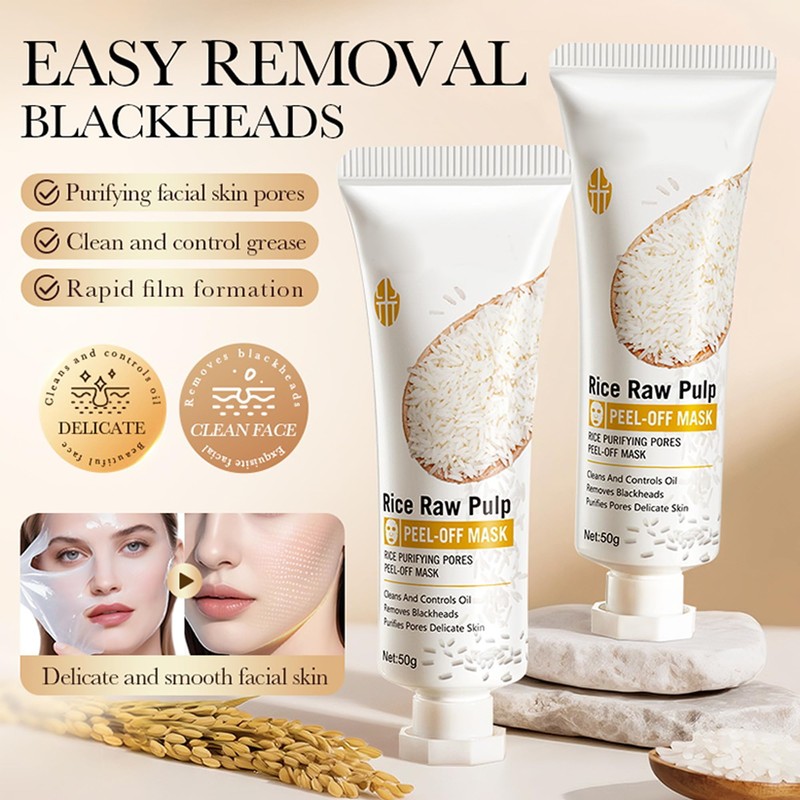 Rice Raw Pulp Peel-Off Mask, Purifying Pores Peel-Off Mask, Deeply