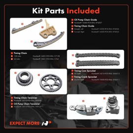 A-Premium Set of 9PCS Engine Timing Chain Kit W/Tensioner & Guide & Sprocket [fits DOHC, 4Cyl 2.0L 2.2L] Compatible with Honda S2000 2000 2001 2002 2003 [2.0L] & S2000 2004 2005 2006 2007 2009 [2.2L]