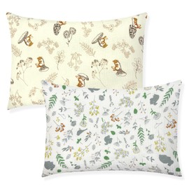 Winmany Toddler Cotton Muslin Pillowcases Baby Girl Boy Pillow Case Travel Cushion Pillow Covers with Envelope Design Cot Bed Accessories Fit for 13"x18" 14" x 19" 12"x16" Pillow (Leaf+Animal)