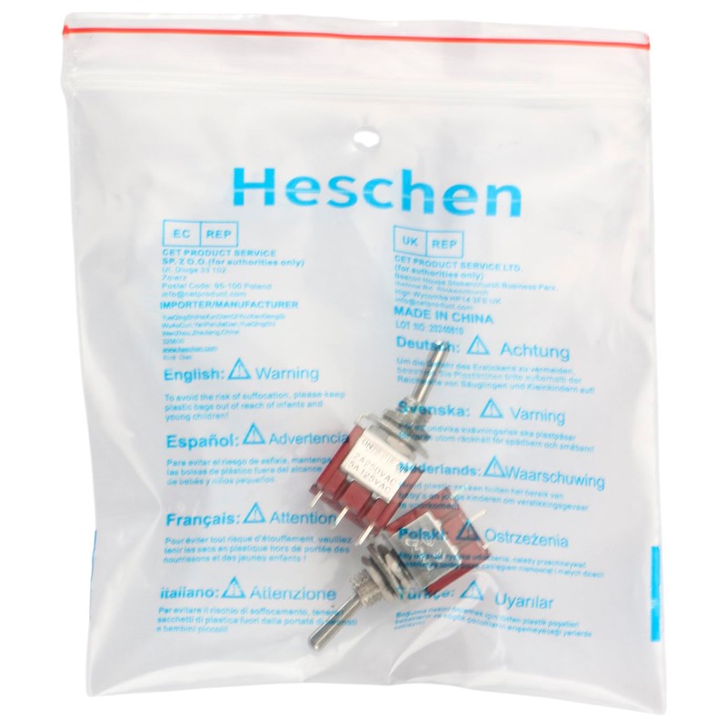 Heschen MTS-302 2 Piece Miniature Toggle Switch 3PDT ON-ON 9