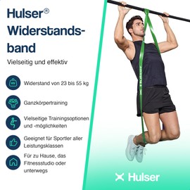 Hulser Resistance Band - 23 to 55 kg - 104/208 cm - Fitness Band for Pull Up - Pull-Up Band - Resistance Band for Strength Training, Pilates, Yoga, Flexibility (Green)