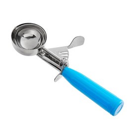 Soro Essentials- #16 Stainless Steel 2-3/4 oz. Thumb Press Food Disher with Blue Handle- Color Coded Disher for Food Portion Control Scoop Ice Cream Scooper Cookie Scooper for Baking