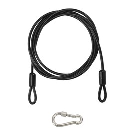 PATIKIL Security Cable 8 ft x 3/16" (5mm), Braided Stainless Steel Coated Safety Wire Rope with Double Loop for Travel Luggage Bicycle Lock Cable, Black