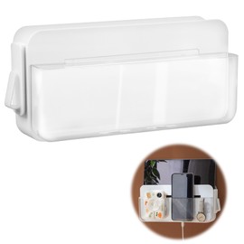 xiruiubao Wall Mount Organiser, Remote Control Holder, Wall Mount, Double Layer, Multifunctional Wall Mounted Storage Box for Remote Controls, Tablets and Mobile Phones Charging