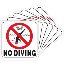 10 Pcs 6 x 6 Inch No Diving Adhesive Pool Safety Marker with Graphic No Diving Pool Sign Swimming Pool Accessories Pool Signs Decor for Outdoor