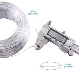 PandaHall 984 Feet Silver Aluminium Wire 0.8 mm / 20 Gauge Metal Craft Wire for DIY Manual Art Jewellery Making (Silver)
