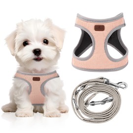 Xipdoger Dog Harness with Multifunction Dog Leash,No Pull Reflective Step-in Harness for Soft Adjustable No Choke Escape Proof,Easy Walk Dog Harness for Puppy,Small Dogs (Pink, XS)