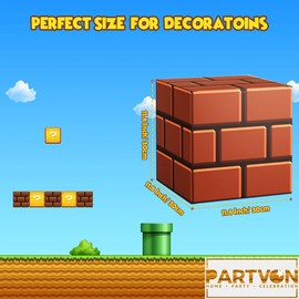 PARTVON 6 Pieces Video Game Brick Boxes 11.8 x 11.8 Inch Party Favor Boxes Brick Box Party Supplies for Video Game Theme Party Decorations