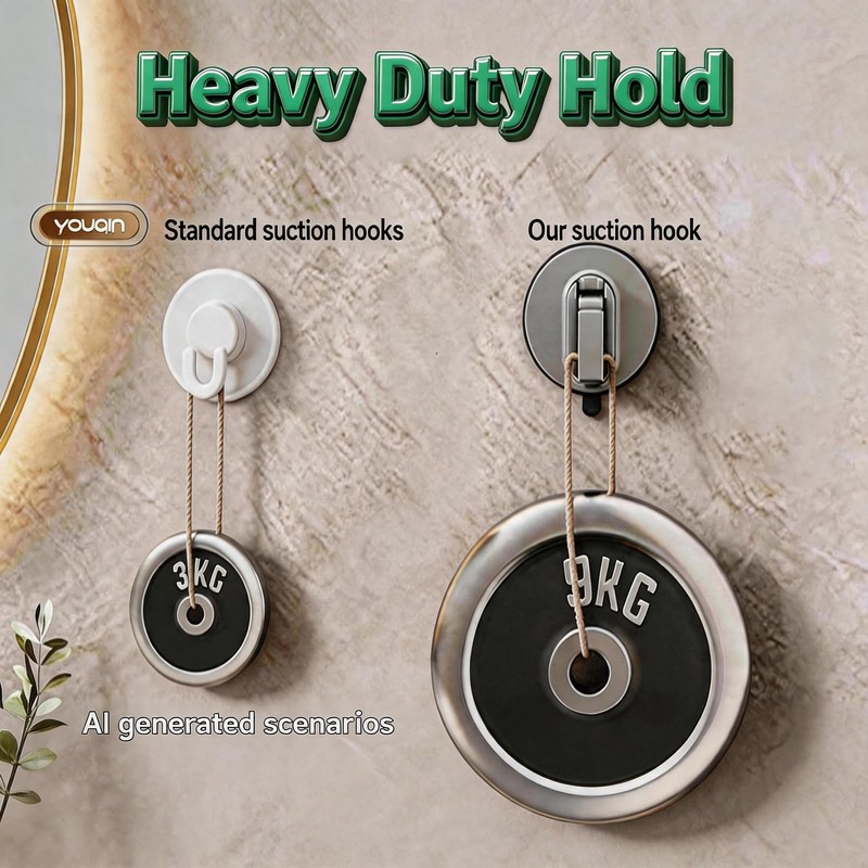 20Lbs Heavy Duty Vacuum Suction Hooks,No Drill for Bathroom,2 Pack