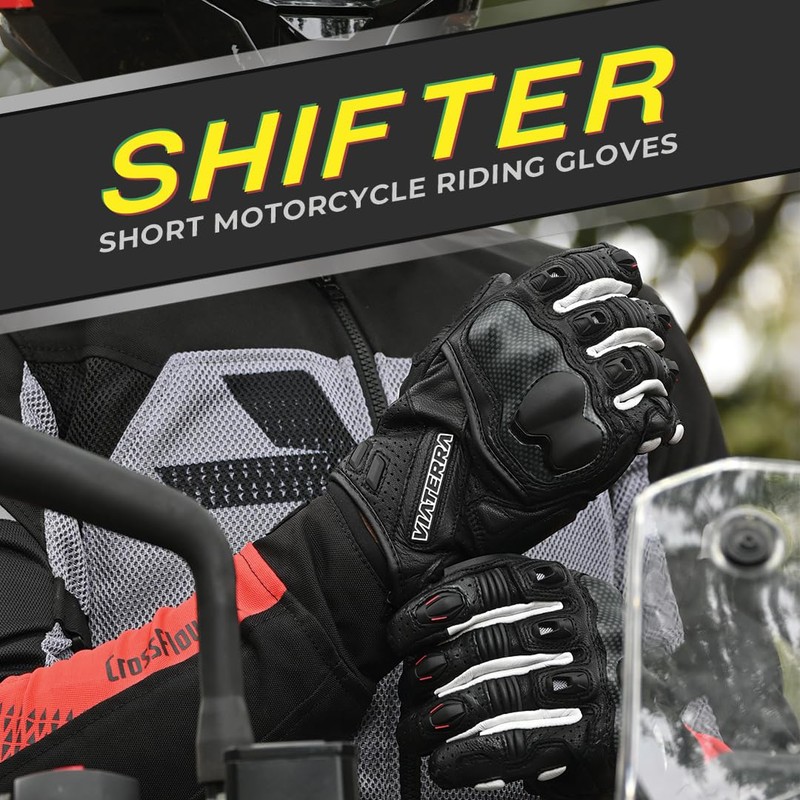 ViaTerra Shifter Short Leather Motorcycle Riding Gloves | Knox SPS