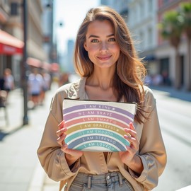 Inspirational Gifts Makeup Bag Cosmetic Bag Mental Health Awareness Positive Affirmations Motivational Gifts for Women Psychologist Lady Coworker Weekend Bag Vacation Christmas Birthday