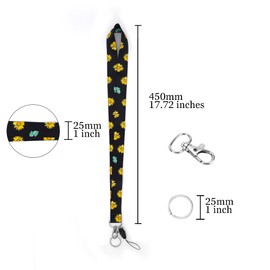 dosuyio Sunflower lanyard Cute neck strap for Keys, Lanyards with Keyring for ID Badge, Keychain with Metal Buckle for Men Women Card Holder, Car Key, Wallet