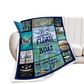 Lake Blanket Gifts for Girls Boys Soft Warm Plush Boat Throw Blanket Flannel Fleece Fuzzy Boating Blanket for Kids Adults Lovers House Bed Couch Living Room Decor 50"X40"