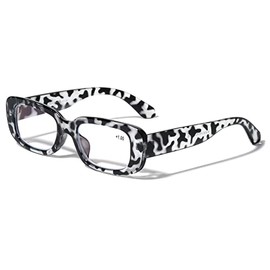 V.W.E. Women Anti Blue Light UV Blocker Glasses Rectangle Animal Print Bold Reading Reader (Grey Leopard, 3.00, multiplier_x)