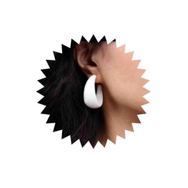 TseenYi Vintage Resin C Hoop Earrings White Chunkly Acrylic C Earrings Thick Wide Dome Acrylic Earrings Acetic Acid Board Hoop Earrings Jewellery for Women and Girls, Resin