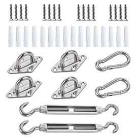 BACKYARD EXPRESSIONS PATIO · HOME · GARDEN 913588, Stainless Steel Hardware Kit for Triangle Square Rectangle Sun Shade Sail Installation for Garden, Patio, Lawn-Backyard Expressions, Silver