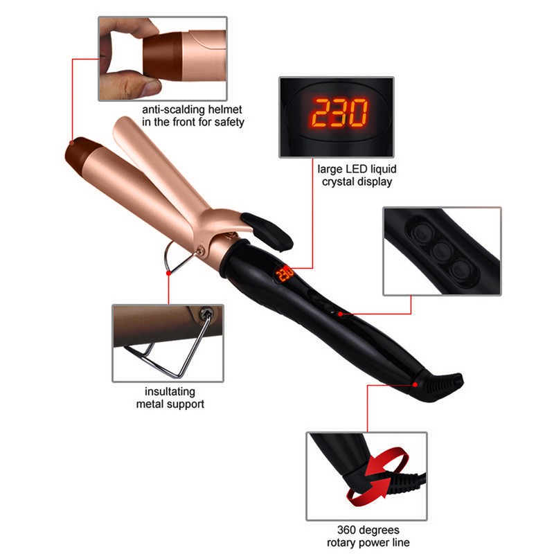 25mm Hair Curler Hair Curling Iron LCD Display Hair Curling