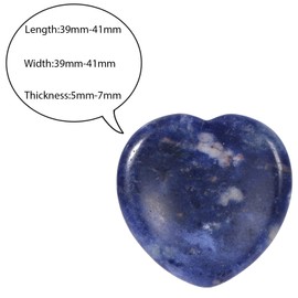 mookaitedecor Pack of 2 Heart Shaped Sodalite Crystal Thumb Worry Stones for Anxiety Stress Relief, Natural Blue Healing Crystal Love Heart Good Luck Pocket Stone Gifts for Friends