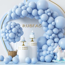 RUBFAC 129pcs Pastel Blue Balloons Different Sizes 18 12 10 5 Inch for Garland Arch, Light Blue Balloons for Birthday Baby Shower Gender Reveal Wedding Party Decoration