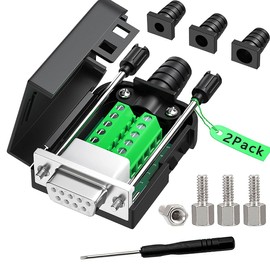 JUXINICE - 2 adaptadores DB9 hembra, fácil de usar, cable serie RS232/485, no necesita soldadura, conectores serie DB9 con pernos, tuercas, tubos traseros y destornillador