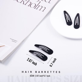 Cptots 20 PCS Metal Snap Hair Clips Water Drop No Slip Hair Barrettes for Women Medium Hair Clips For Thick And Thin Fine Hair,Matte Black,2.67 x 0.7 Inches.