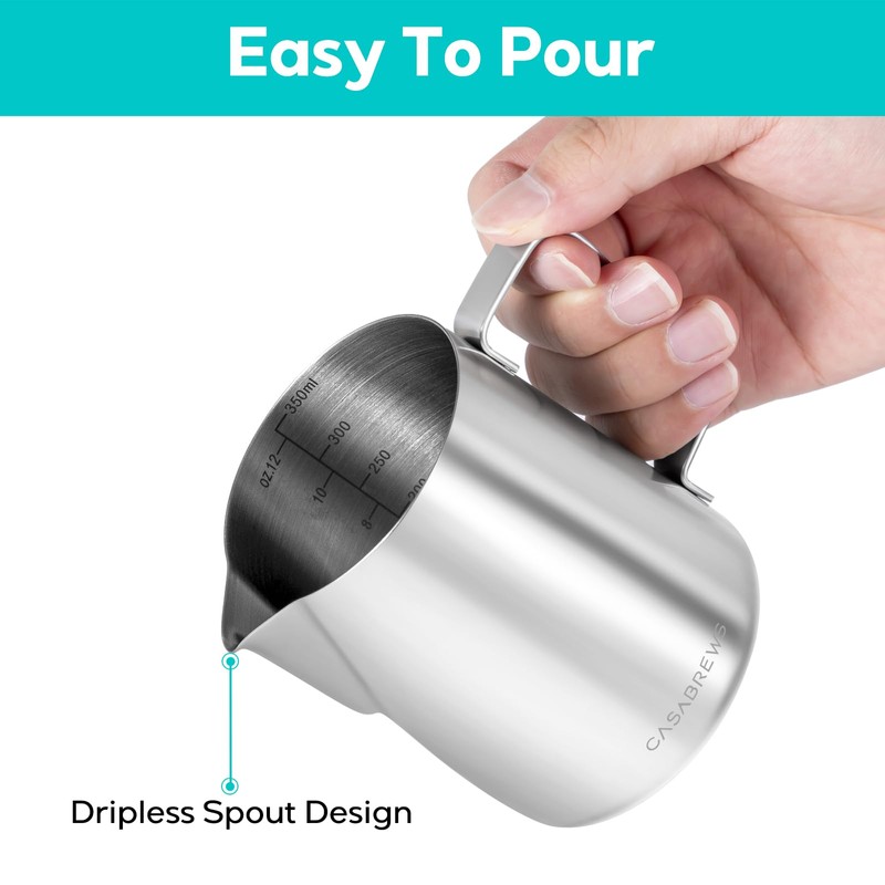 CASABREWS CASMP350 Milk Frothing Pitcher, Stainless Steel Steaming Pitcher with