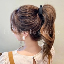 Herbeluemily HM-0119-R3-C Banana Clip, Hair Clip, Matte, Hair Clip, Set of 3, C, Black + Camel + White