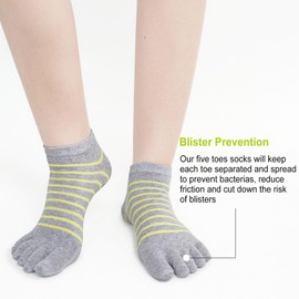 CaiDieNu Womens Toe Socks Cotton Crew Five Finger Socks Girls Colorful Stripe Socks for Running Athletic 4/5 Pairs, Multicolored-09-4 Pack, 5-11