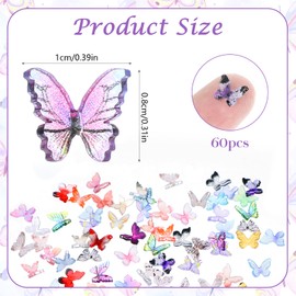 60 PCS Micro Resin Butterflies, Mini Resin Butterflies Miniature Dollhouse Accessories Tiny Butterflies for Crafts, Small Butterfly Figurines for Fairy Garden Dollhouse Micro Landscape Decoration