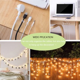 KGROTE 60PCS Cable Clips, KGROTE Outdoor Wire Clips Adhesive Cable Hooks Cord Organizer Holder Christmas Light Clips for Desk, Wall Cable Management, String Lights, Fairy Lights, Decorations Hanging - Clear