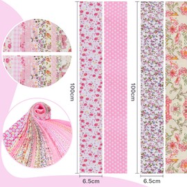 40 Pcs Jelly Roll Fabric Strips for Quilting Sewing-2.6 Inch Precut Cotton Floral Fabric Strips Bundles, Perfect Quilting Fabrics for Sewing Pink