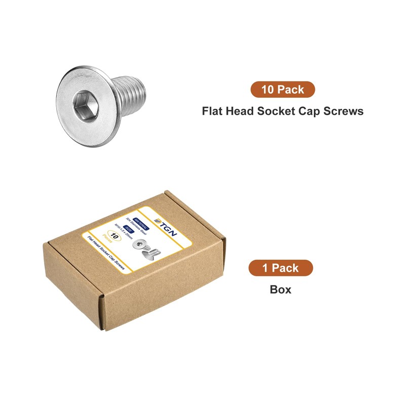 DTGN M10-1.5 x 20mm Flat Head Socket Cap Screws, 10