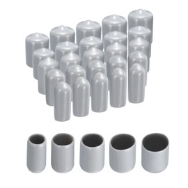 QUARKZMAN Pack of 25 Rubber End Caps Set 6/9/12/16/19 mm Inner Round Rubber Caps Vinyl Protective Caps Cover Screws Thread Protection Bolt Caps for Screw Thread Pipe Chair Legs, Grey