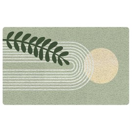 URLLUAE Sage Green Boho Door Mat, Abstract Boho Sun Rainbow Botanical Welcome Mats Doormat for Front Door Porch Indoor Outdoor Entrance Entryway, Sage Green Bath Mat, 17x30 Inch
