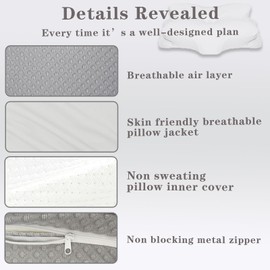 Orthinex Cervical Neck Pillow,Orthinex Premium Ergonomic Pillown,Memory Foam Pillow for Neck & Shoulder Side Sleeping (Gray)