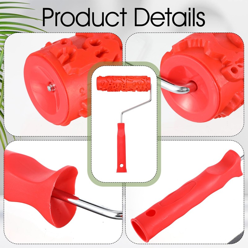 MBAIYO 2 Pcs 7'' Textured Paint Roller, Rubber Pattern Paint