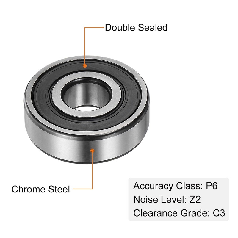 sourcing map 6302-2RS Deep Groove Ball Bearing,2pcs 15 x 42